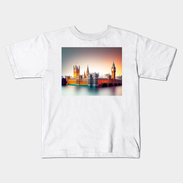 3D Effect Papercut Art - Cityscape Scene Kids T-Shirt by TheArtfulAI